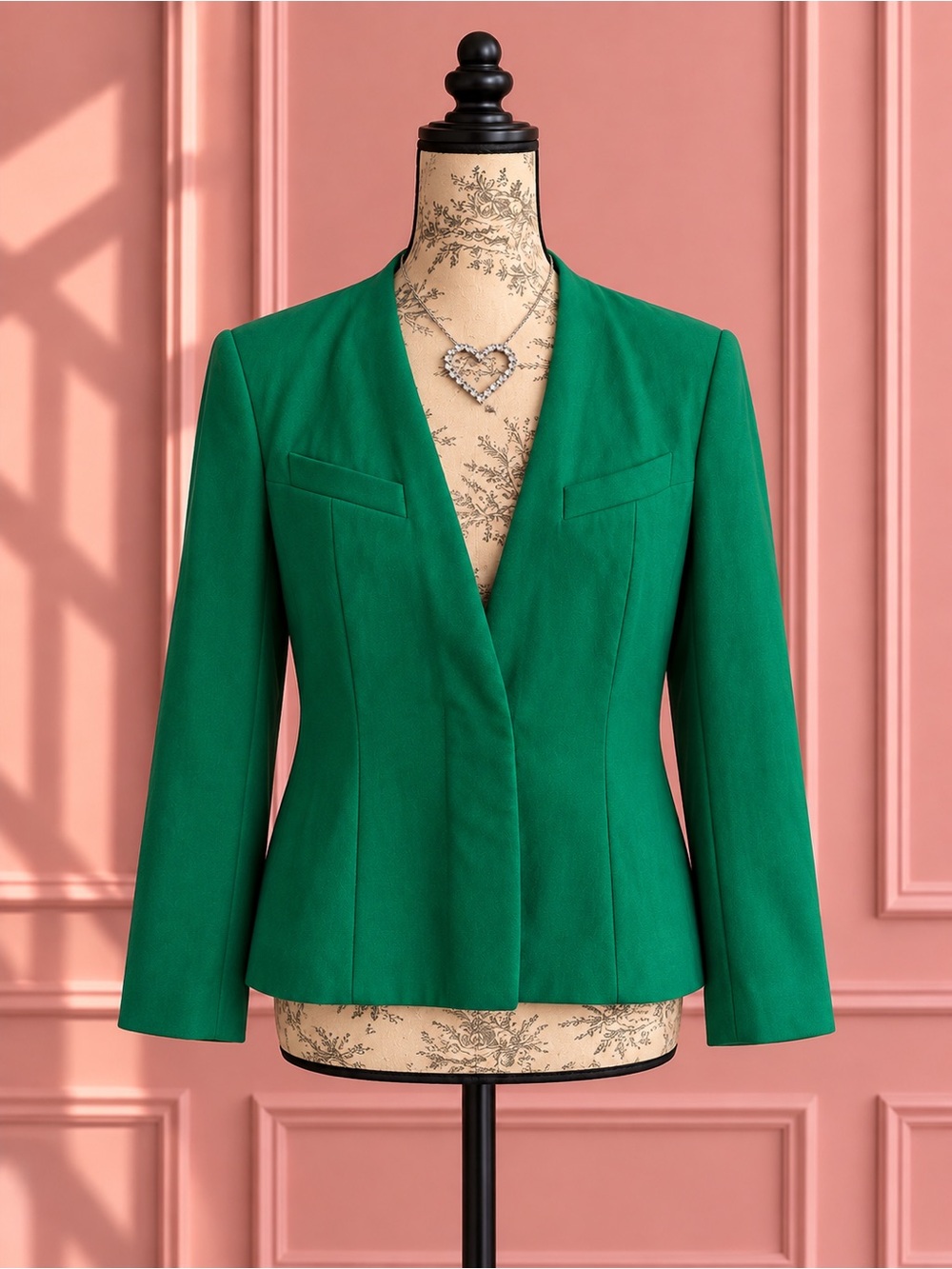 Escada Black Label Emerald Green Virgin Wool Blazer Jacket Size 42